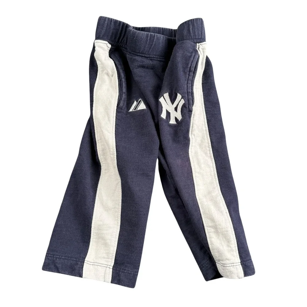 Majestic New York Yankees Navy Blue Striped‎ Sweatpants Size 12 Months MLB 232